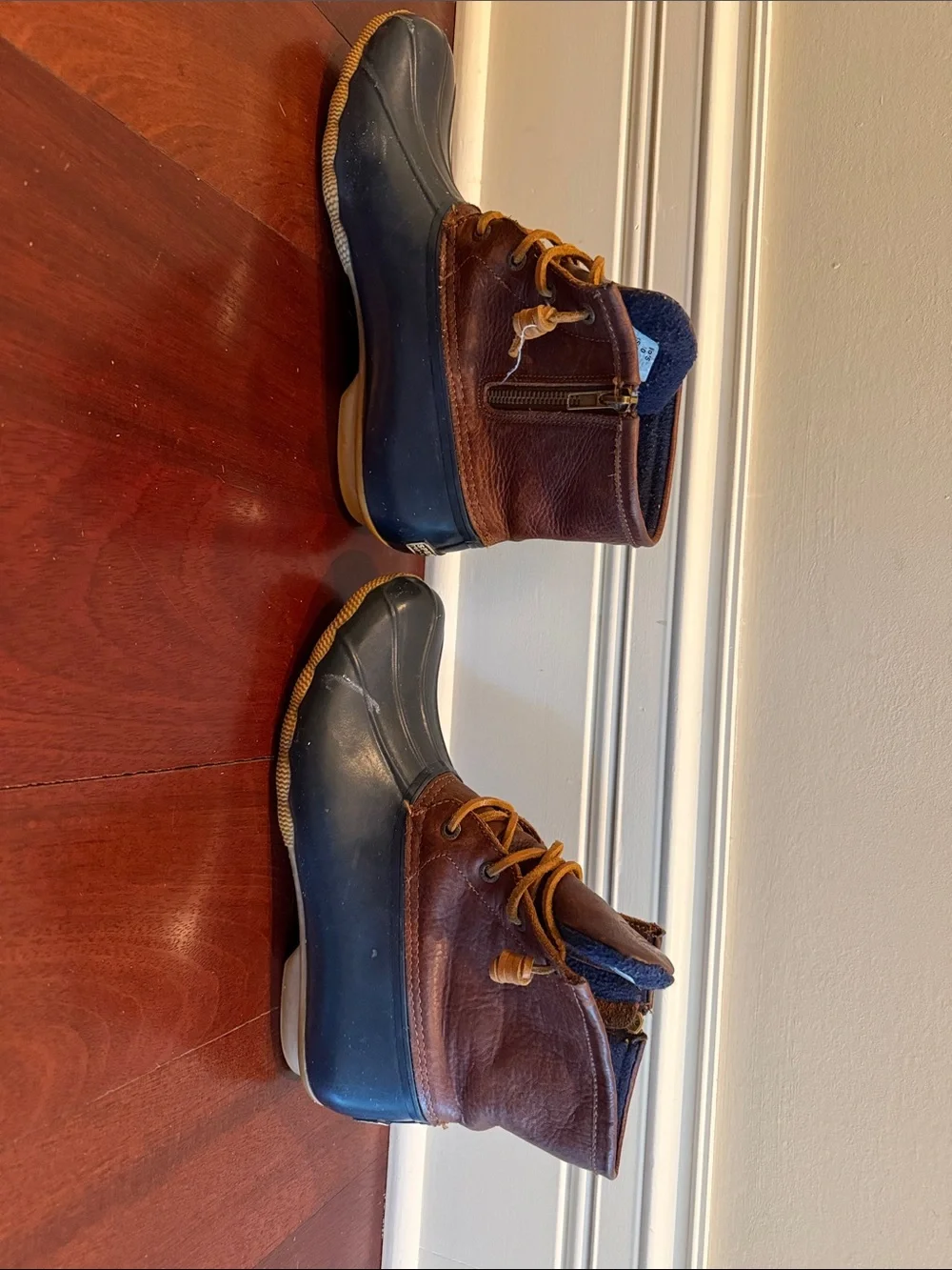 Sperry Navy and Brown Waterproof Lace-Up Boots - Size 10 Women’s